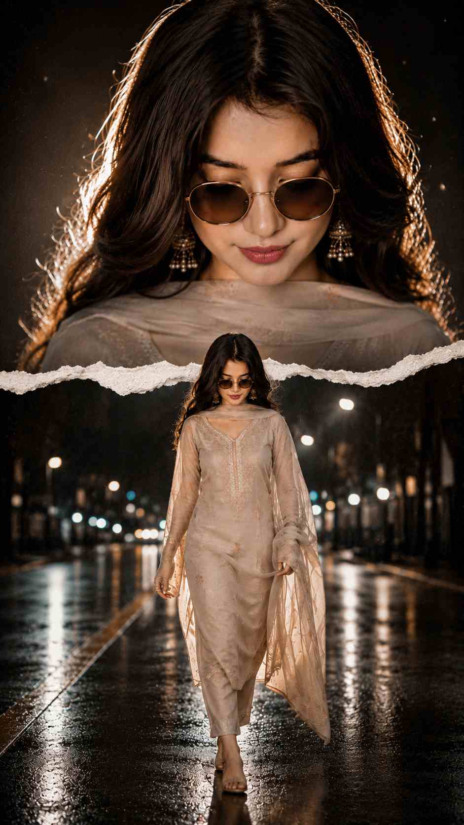 Double Exposure Portrait with Torn Paper Effect